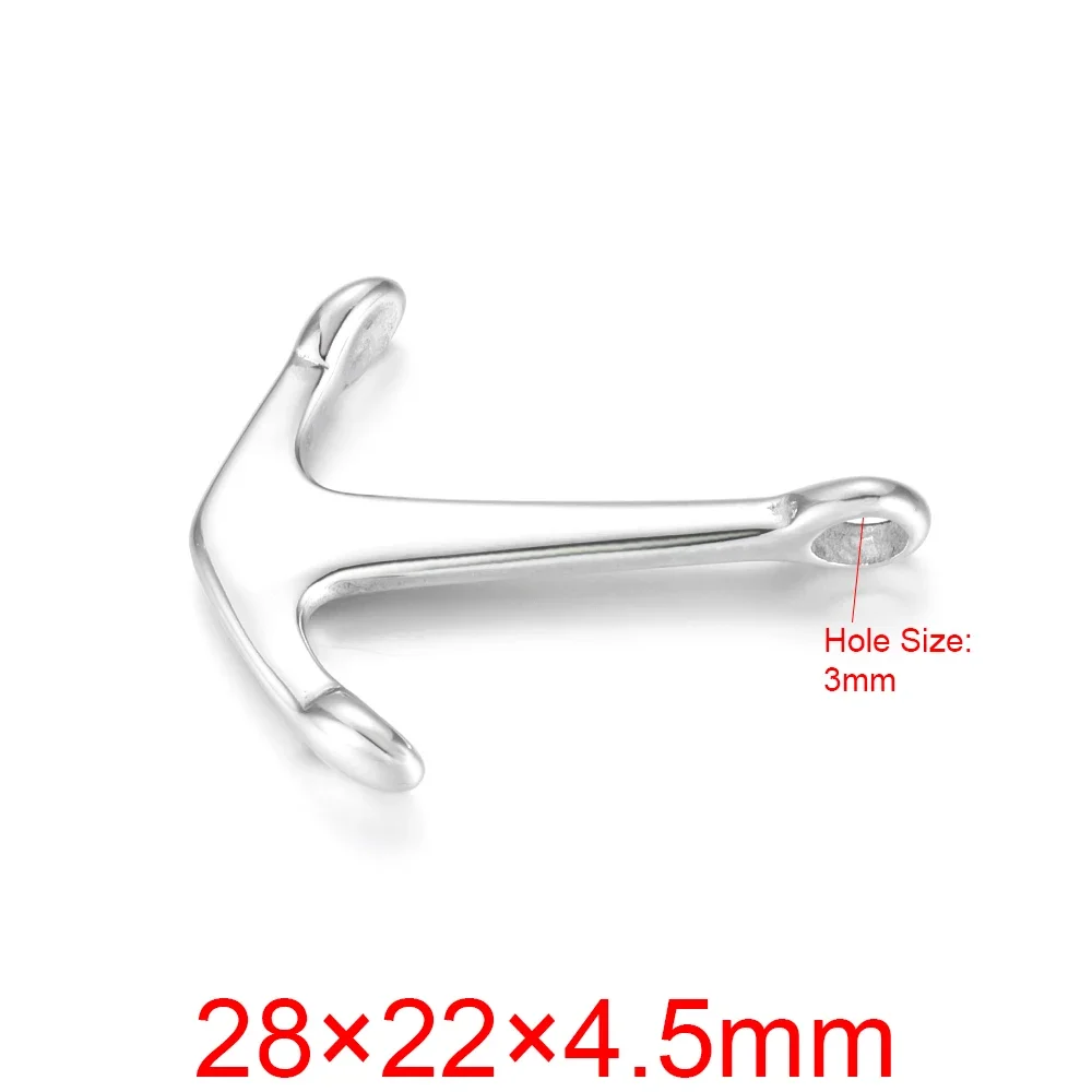 Stainless Steel Anchor Polished Hole 2mm 3mm 4mm Bracelet Hooks Clasp Jewelry Making Findings DIY Supplies Accessories