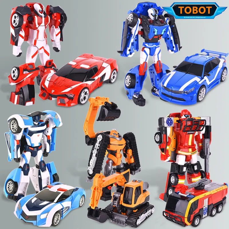 Original Tobot Deformation Robot 6 in 1 Transforming Car ALPHA  Action Figure Korea Anime Cartoon Brothers Warrior MAGMA Toys