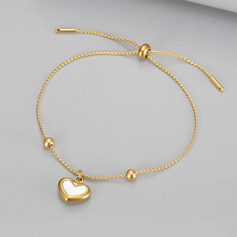 Versatile European and American Jewelry Heart Pendant Niche Ins Temperament Drawstring Stainless Steel Bracelets Chain