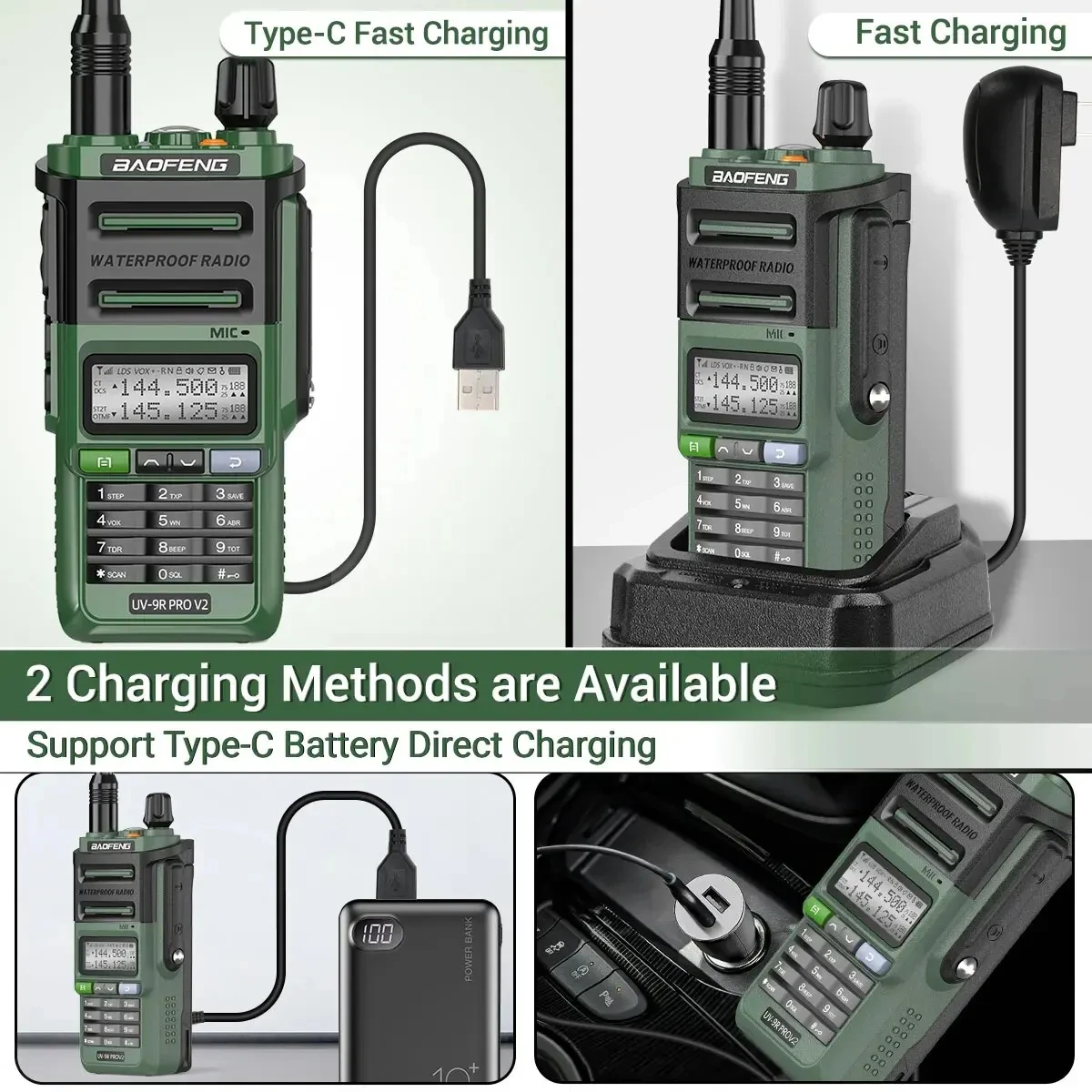 宝峰UV-9R Pro IP68防水トランシーバー デュアルバンド VHF UHF Type-C 長距離 UV-9R Plus ポータブル CB アマチュア無線 双方向無線