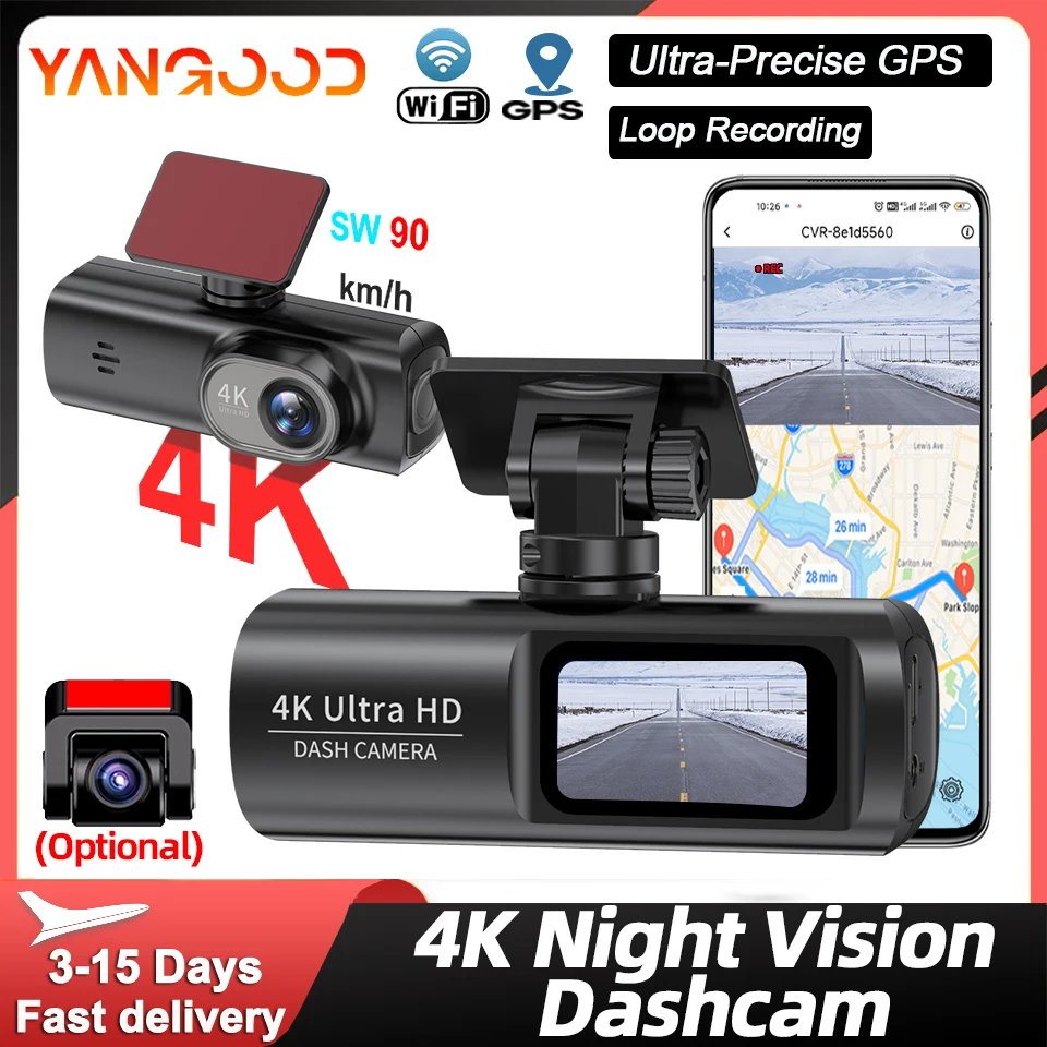 

Yangood B57P 4K Dashcam Auto WIFI Car DVR Video Recorder Support 1080P Rear Camera Night Vision Black Box 24H Parking Monitoring