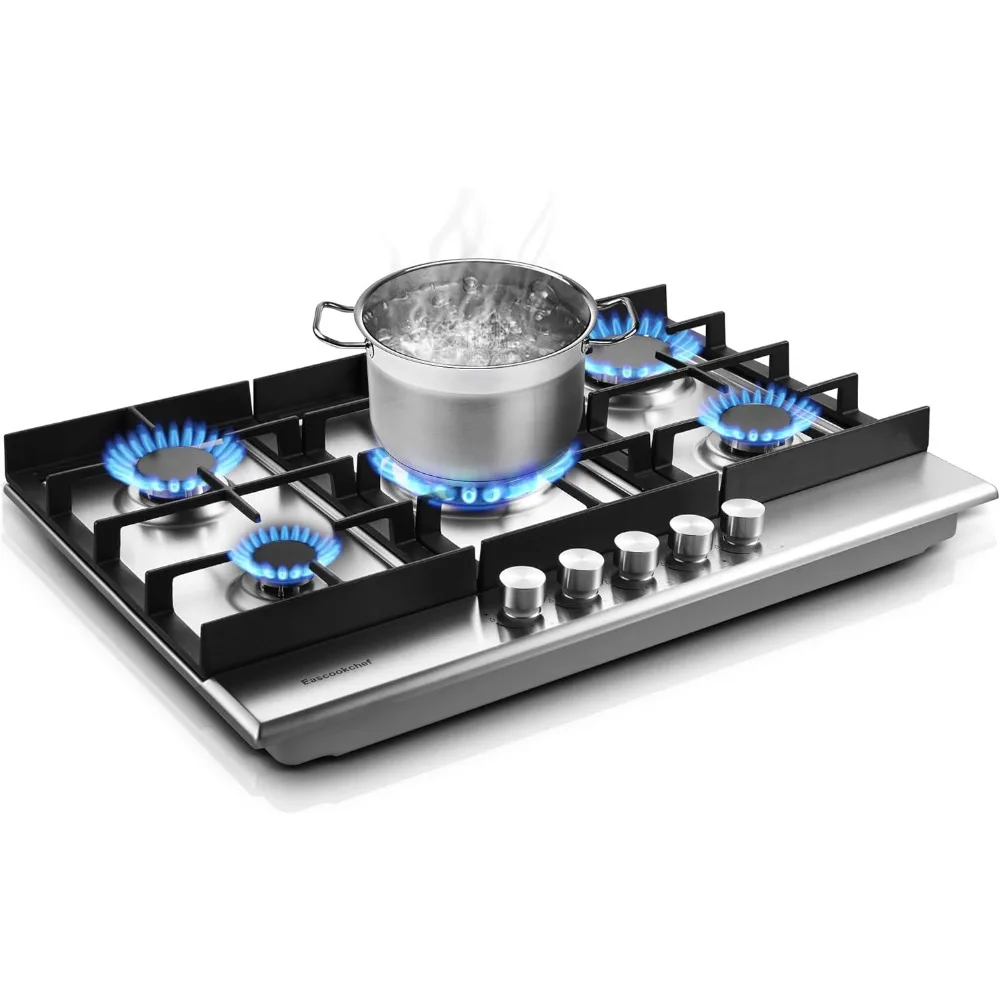 

30 inch Gas Cooktop, Bulit-in Stainless Steel Gas Hob for Kitchen, NG/LPG Convertible Gas Stovetop, Thermocouple Protection