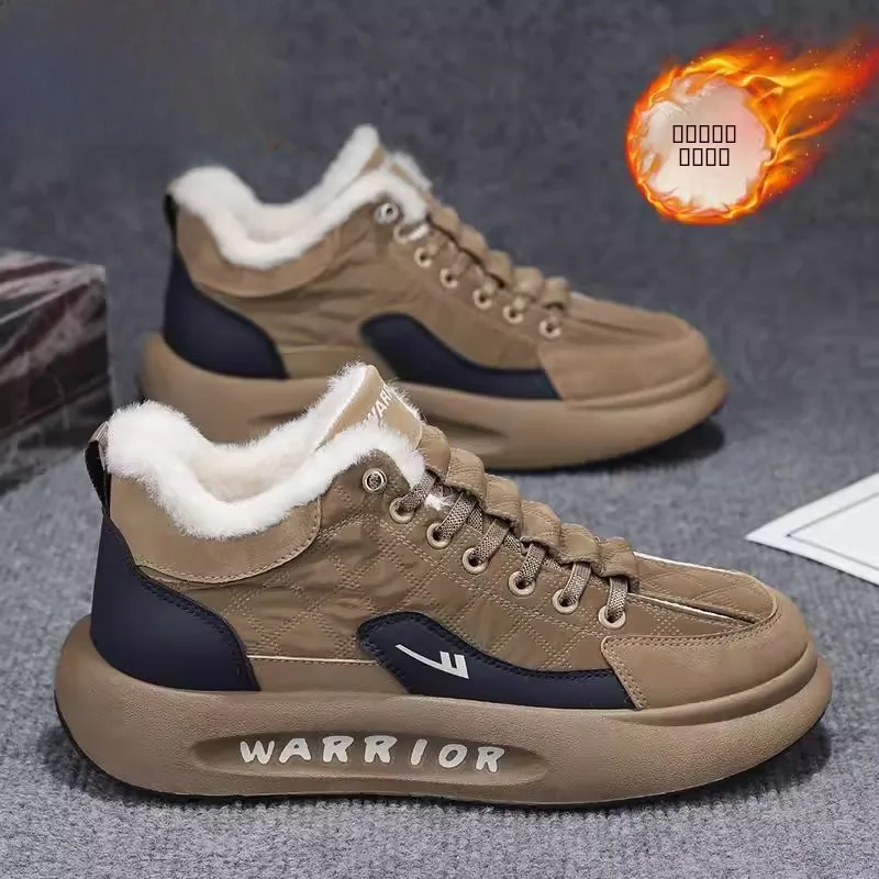 

Утепленные хлопковые мужские зимние ботинки с меховой подкладкой, кожаные, с интегрированным мехом, теплые, повседневные.