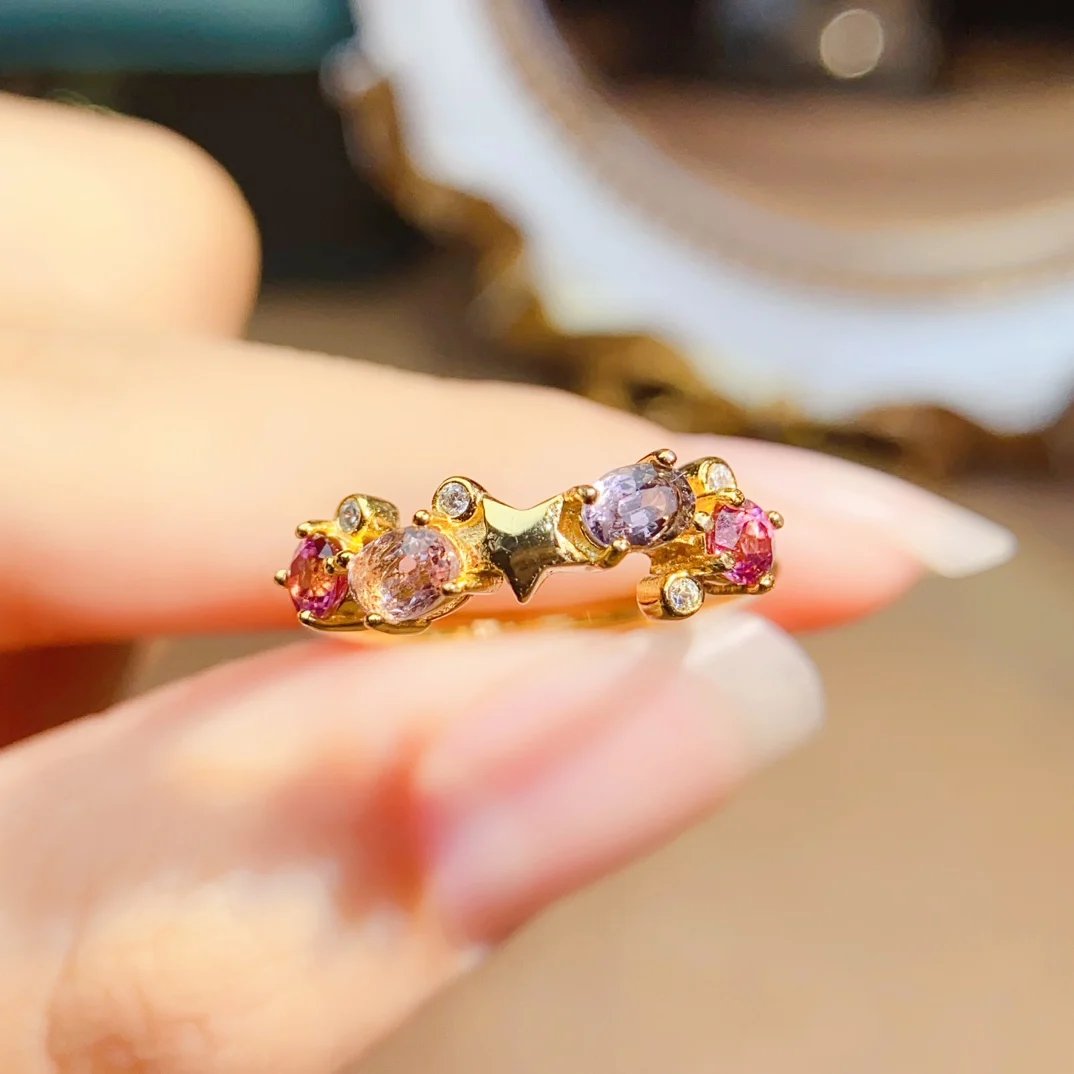 

3*4mm Natural Spinel Ring S925 Sterling Silver Certificate Candy Color Design Fine Fashion Charm Gift Jewelry for Women FS