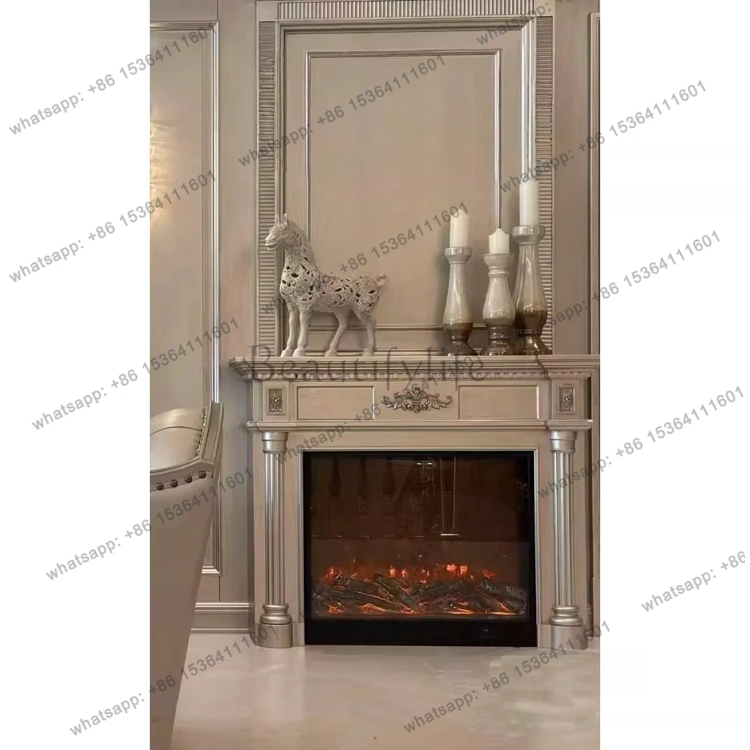 American modern living room solid wood decorative cabinet mantel French carved entryway cabinet
