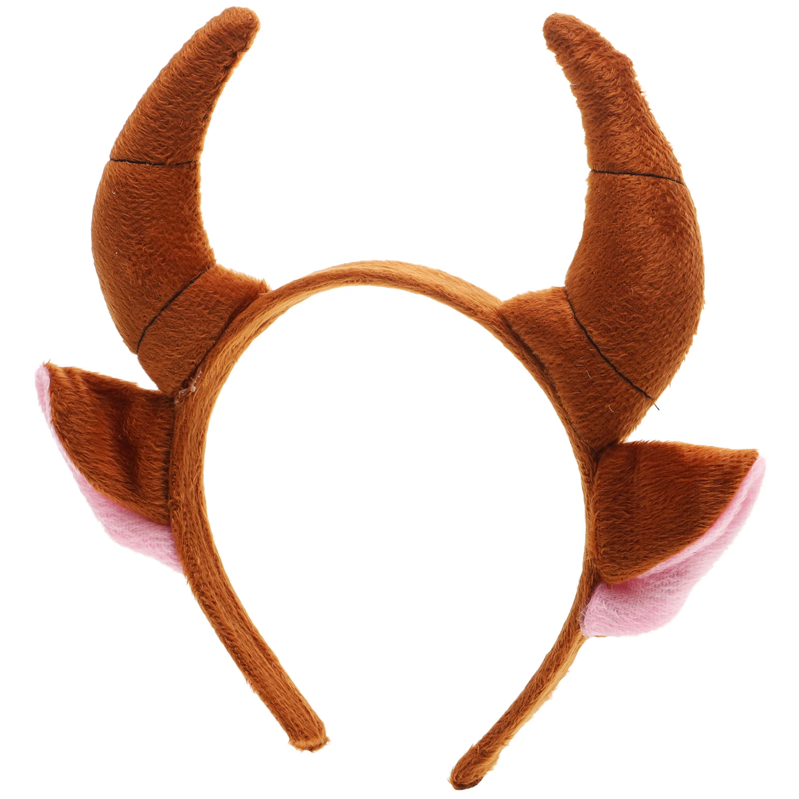 Bando hewan bentuk klakson sapi, kostum Cosplay pesta, hiasan kepala rambut (cokelat)