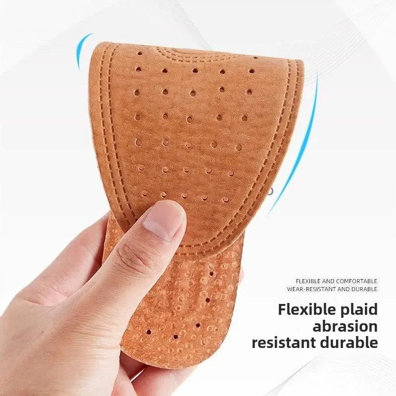 Thickened Cowhide Men's Shoe Inserts Breathable Sweat Absorbent Deodorant Genuine Leather Ultra Thin Layer Anti Slip Wear Res...
