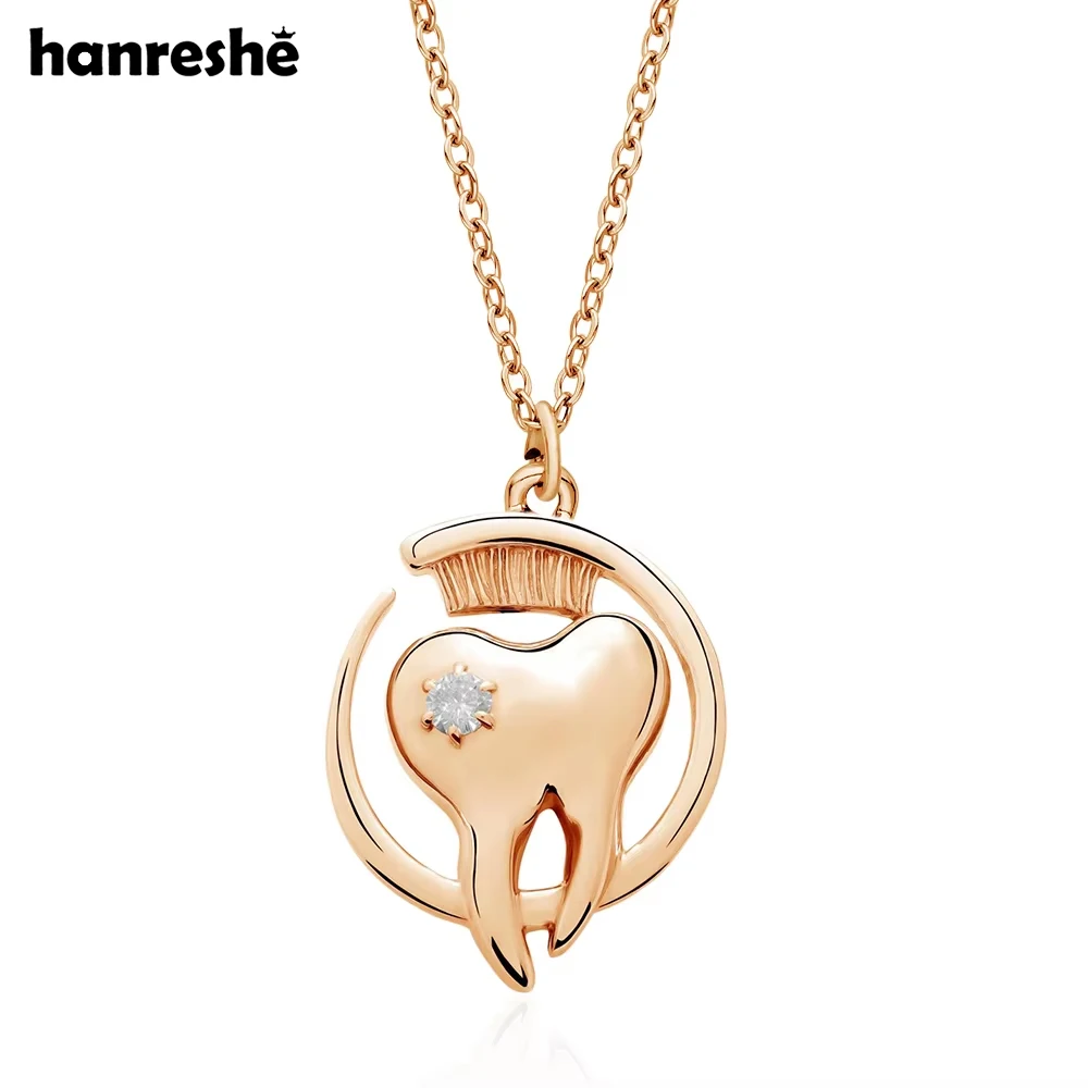 Hanreshe-collar con colgante de cristal de diente de dentista, joyería para el cuidado bucal de los dientes, médicos, enfermeras y estudiantes