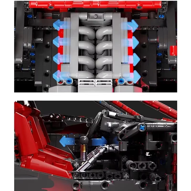Technical JD017 Red Super SportsCar F40 Compatible MOC-140629 Car Building Blocks Bricks Educational Puzzle Toys Birthday Gifts view 5