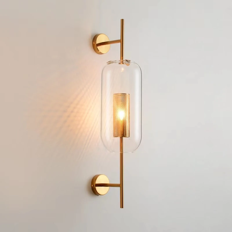 

Retro Loft Glass Wall Lamps Nordic Bedroom Bedside Wall sconce Kitchen Dining Living Room Decor Brass Luminaire