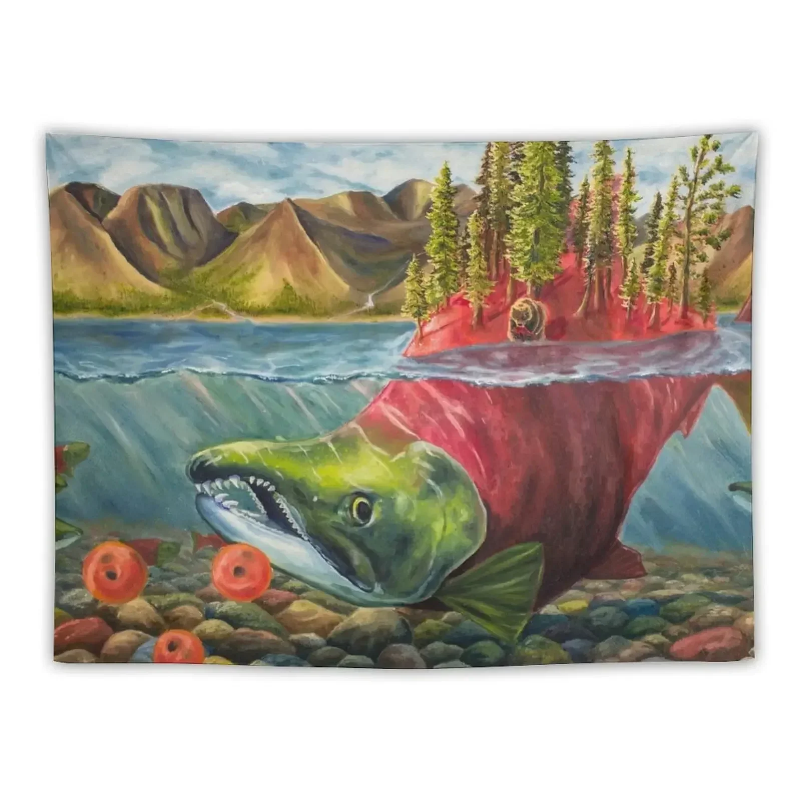 

Sockeye Salmon one with Bristol Bay Tapestry Kawaii Room Decor Anime Decor Living Room Decoration Tapestry