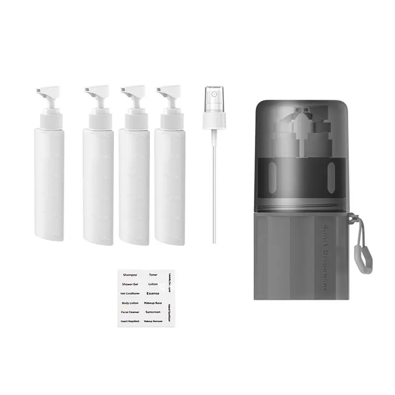 

Набор дорожных бутылок A92P 4-в-1 с защитой от протекания, вакуумные силиконовые присоски для гладких поверхностей, компактные контейнеры