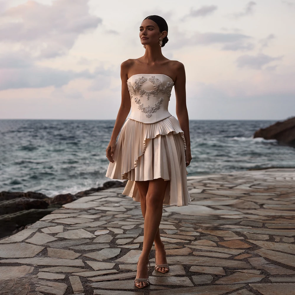 

Современные мини-свадебные платья трапециевидной формы с корсетом на спине, вечернее платье, короткое платье для выпускного вечера по индивидуальному заказу, платья de novia