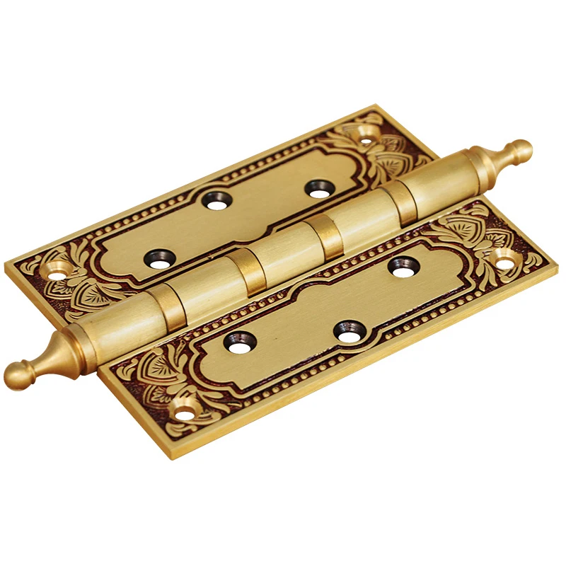 Top Luxury 3PCS 5'' Solid Brass Heavy Door Hinges 4mm Thicken Crown Head Villa Home Decorative Hinge Bearing Silent Door Hinges