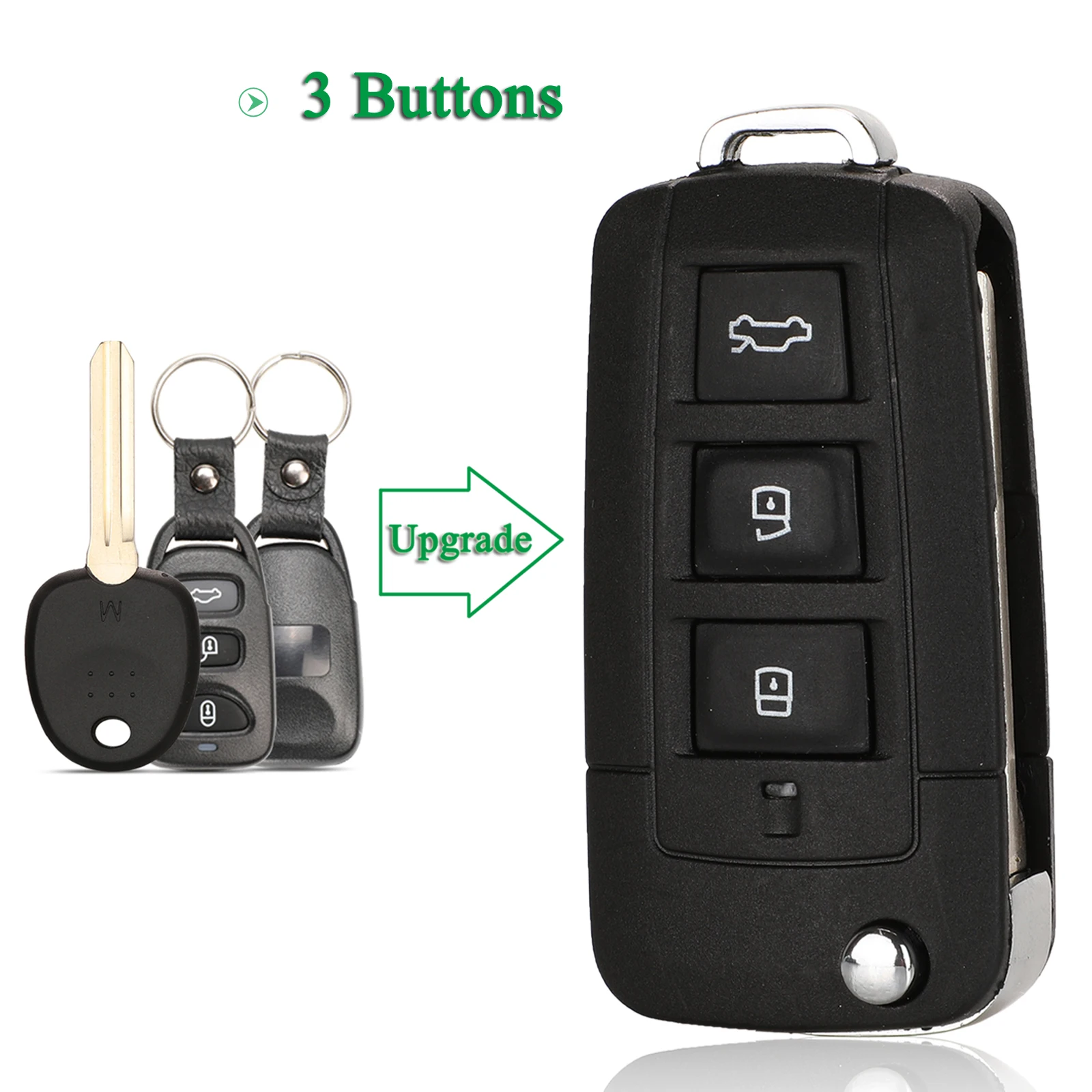 

jingyuqin Modified For Hyundai Sonata Ix35 Tucson Santa fe Fit KIA Sedona Rondo Flip Remote Car Key Shell Fob 3BT hyn14 Blade