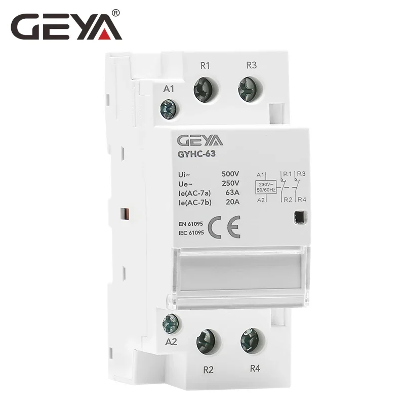 GEYA 2P 40A 63A 2NO 2NC 1NO1NC  Din Rail AC Contactor House Use or For Charging Pile Contactor Good Quality