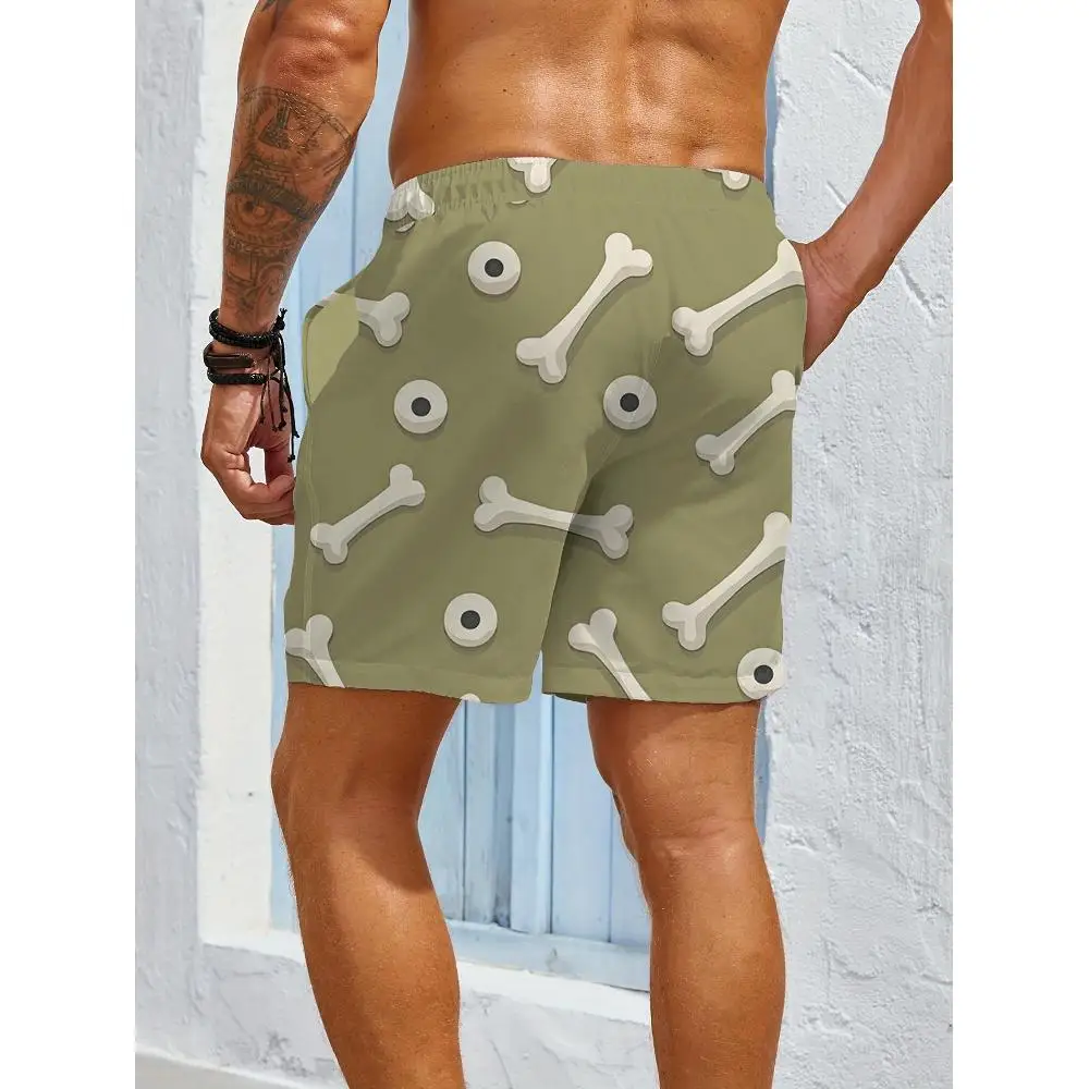 1pcs Men's Short swim trunks2026 Summer 3D Printed Short sleeve running Breathable Pants Quick drying Polyester