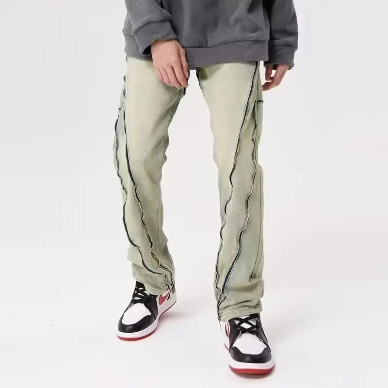 

Мужские джинсы Waed Vintage High Street, зауженные, слегка расклешенные, из прочного денима, со средней посадкой, на молнии, для подростков