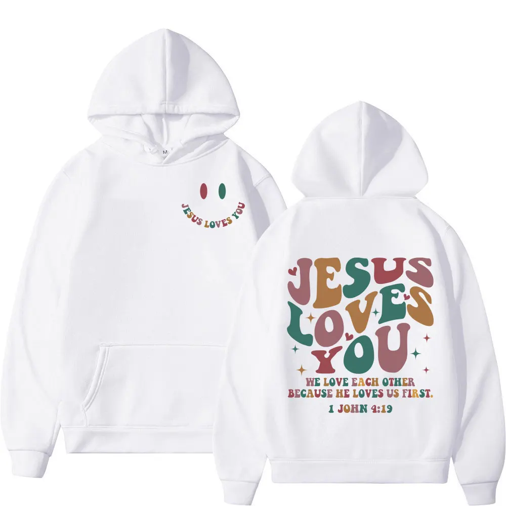 

Limited Edition Jesus Loves You Printed Hoodie Men Women Fashion Y2k Aesthetics Sweatshirts Vintage Casual Oversized Pullovers