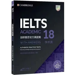 Livro de exercícios autêntico com testes práticos, 1 livro, Cambridge English, IELTS 18, fala dos alunos, leitura, escrita, escrita, autêntico