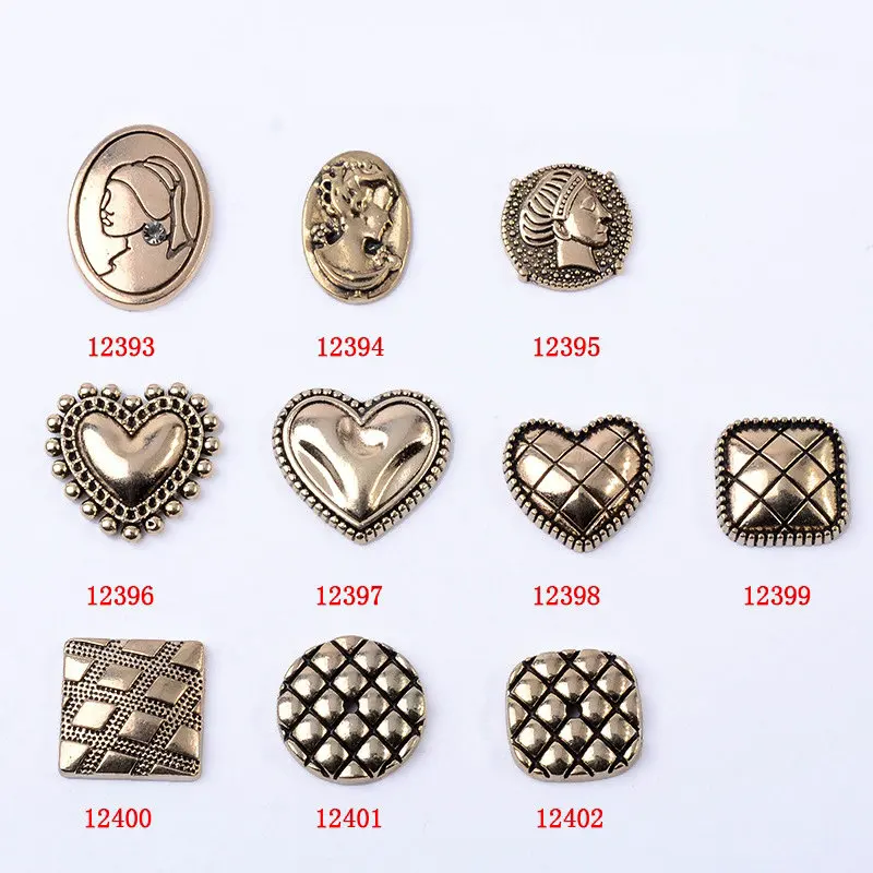 10 Pcs Alloy Checkerboard Beauty Heart Bag Pendant Rhinestone Button Ornaments Earrings Choker Hair Bag DIY Jewelry Accessories