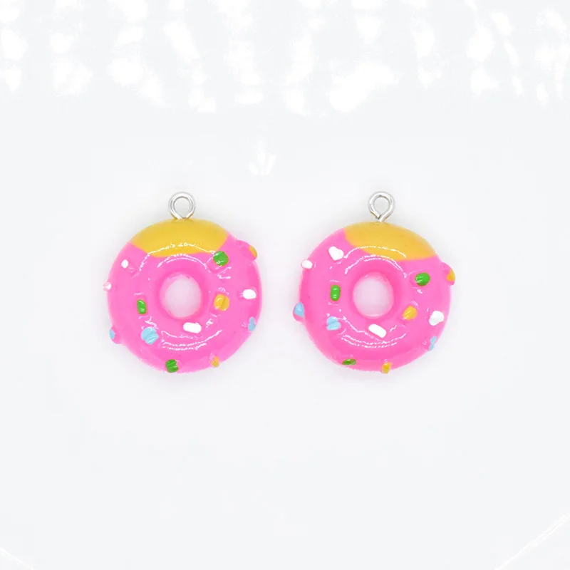 10pcs Colorful Hollow Donut Resin Earring Charms Cute Food Pendant For Keychain Making Supplies Mini Crafts Diy Jewelry W36