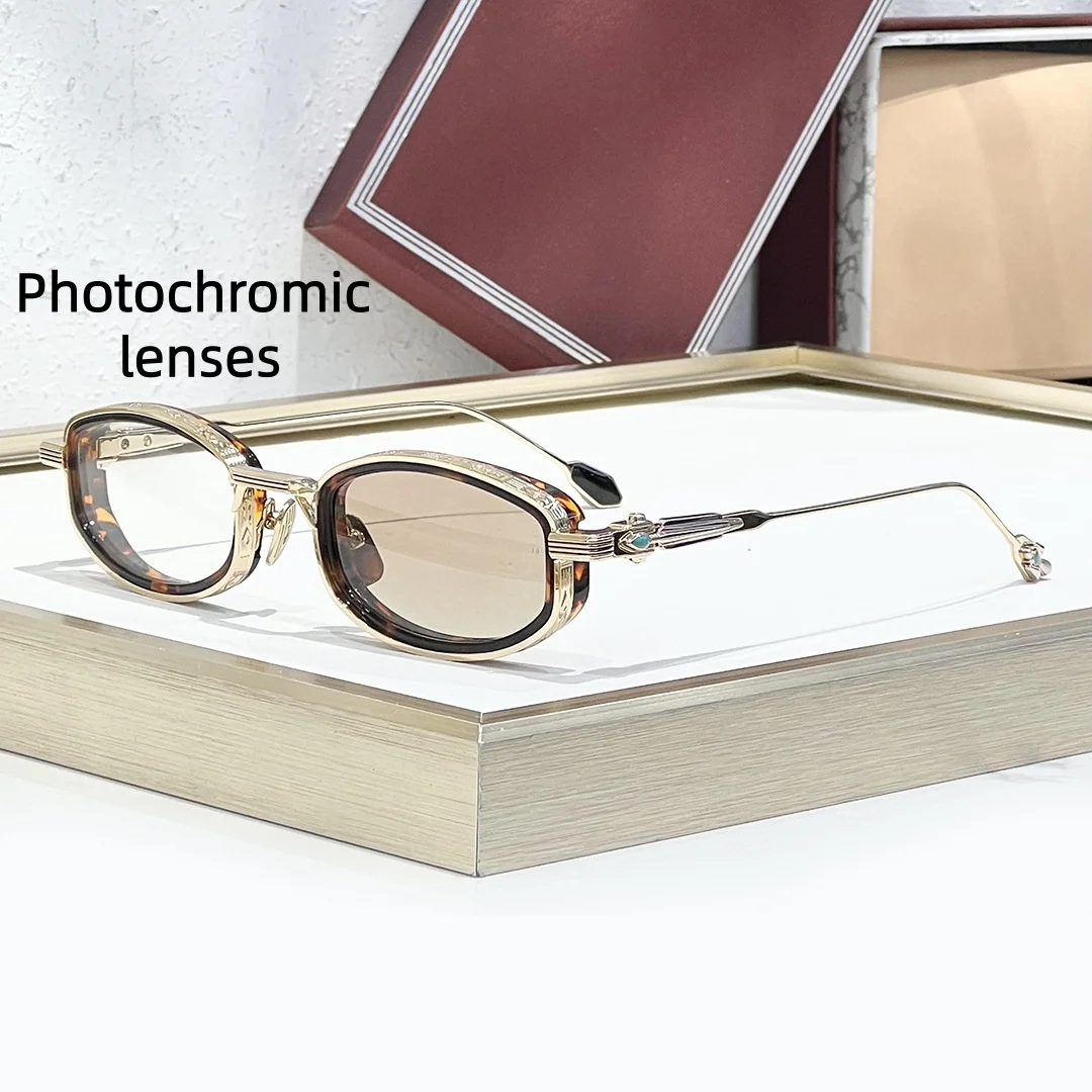 

JMM Hardin High Quality Luxury Sunglasses Handcrafted Titanium Gemstone Photochromic Lenses Retro Oval UV400 Unisex