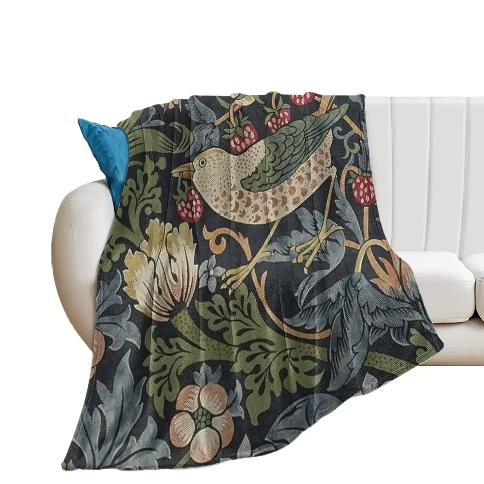 

william Morris strawberry thief.01 Throw Blanket Sofa Quilt Thins Multi-Purpose Soft Blankets