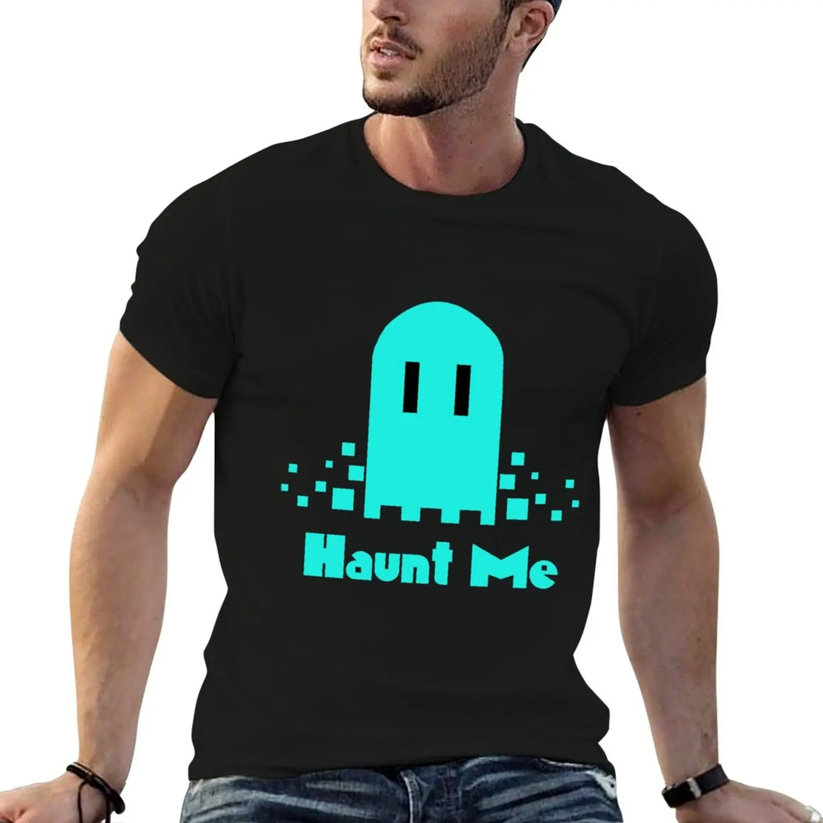 

Haunt Me Vaporwave Pixel Ghost - Cyan T-Shirt man t shirt cotton high quality t shirts designer T-Shirt