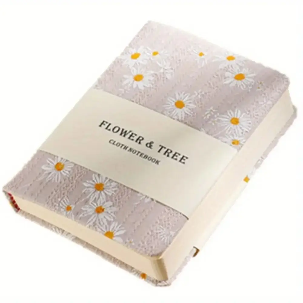 Portable Stylish Daisy Hand Ledger Compact Morandi Floral Notebook Fabric Cover Cotton Cloth Binding Pocket Book Office