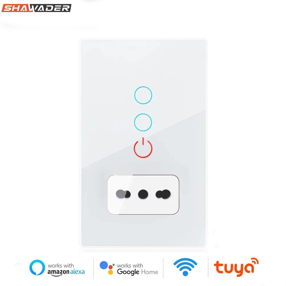 Shawader italia interruttore della luce presa a muro Tuya Wifi Smart Chile presa pannello di vetro spina telecomando intelligente di Alexa Google