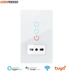 Shawader italia interruttore della luce presa a muro Tuya Wifi Smart Chile presa pannello di vetro spina telecomando intelligente di Alexa Google Home