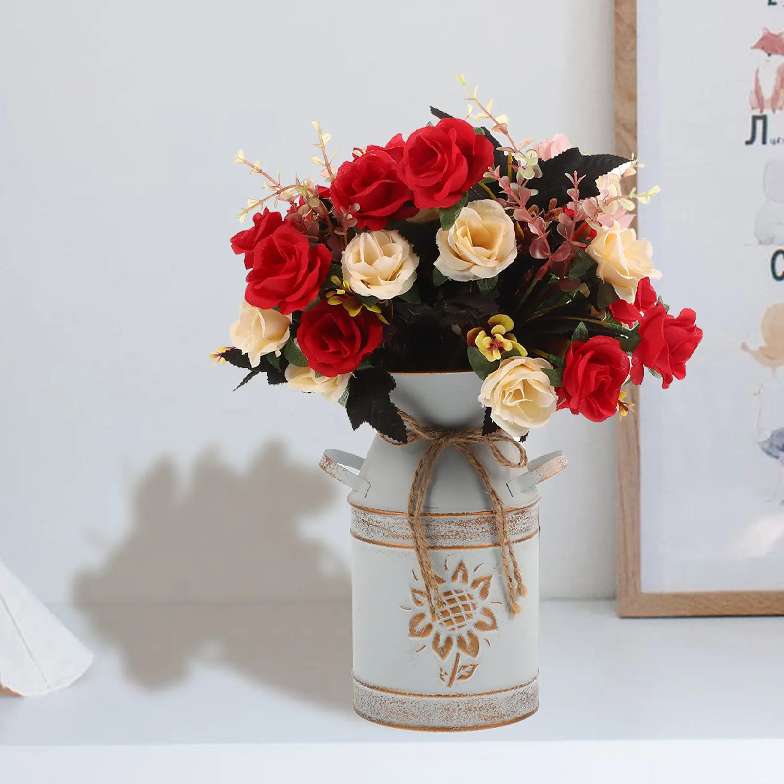 

Винтажное металлическое ведро для цветов в стиле ретро с ручкой, декоративная ваза для цветов, для домашнего и офисного декора