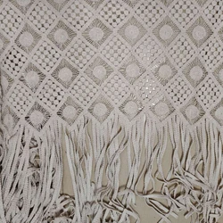 Crochet Lace ins summer cotton skirt clothing with tassel square shape dress fabric DIY women's cotton embroidered lace hollow