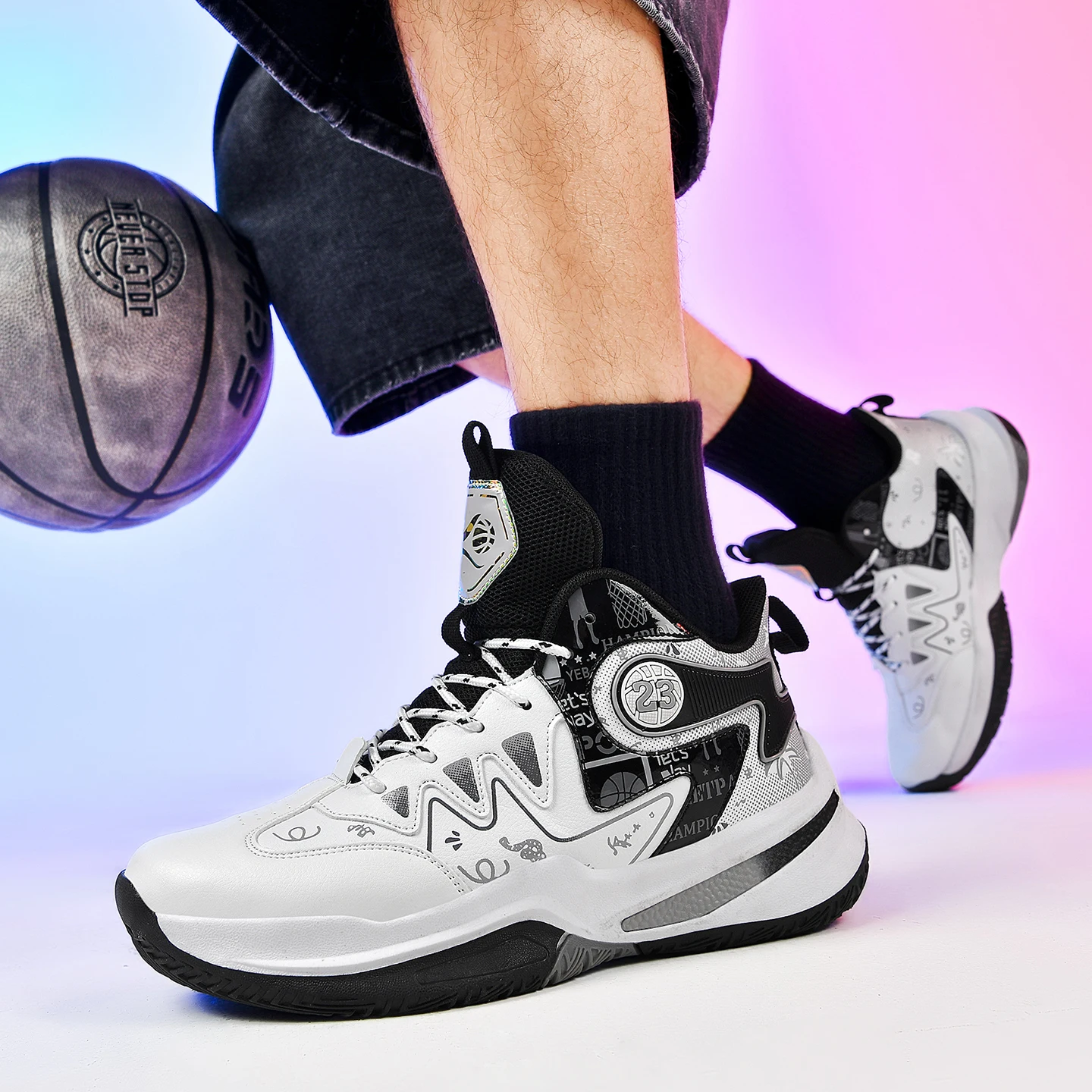 

New Pair of Boyfriend-style Sports Shoes, High-top Basketball Shoes, Casual Running Shoes for Middle School Students