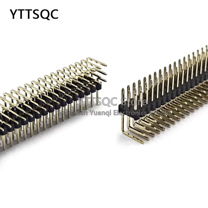 2PCS 3x40 P 2.54mm Pitch Pin Header Triple Row Male Right Angle Square Pins Through Hole Gold Plated Three Rows Space 2.54 2PCS