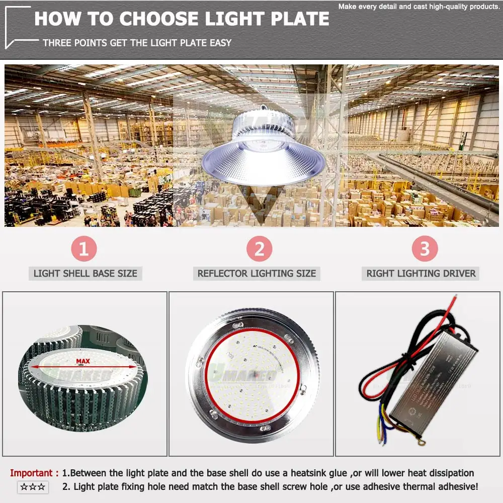 1Set LED High Bay Light Plate+Driver 220V 100W 150W 200W  San\'an SMD2835 CHips Doide Source For Industrial Lamps Replace Kit DIY