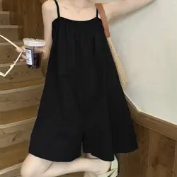 Women's Clothing Solid Summer Sleeveless Camisole Slash Neck Pullover Flattering Fashionable Jumpsuits Office Lady Rompers