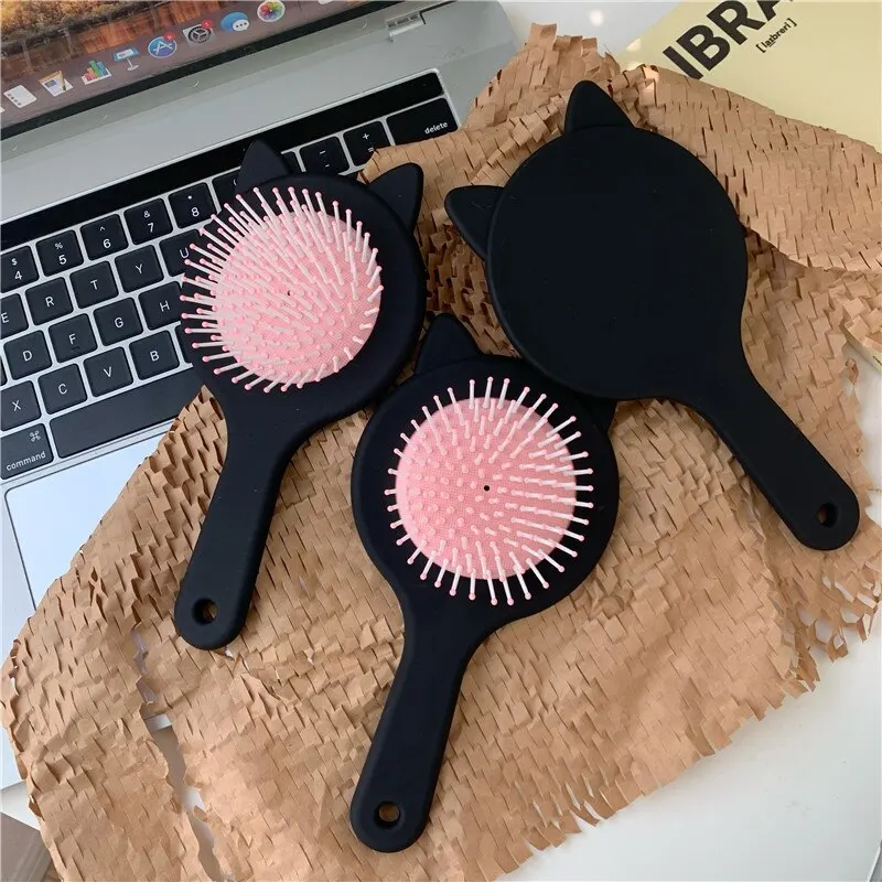 51pcs Hair Comb With Seamless Rubber Bands Set Women Scalp Massage Comb Cute Cat Curly Detangle Brush Hairdressing Tools