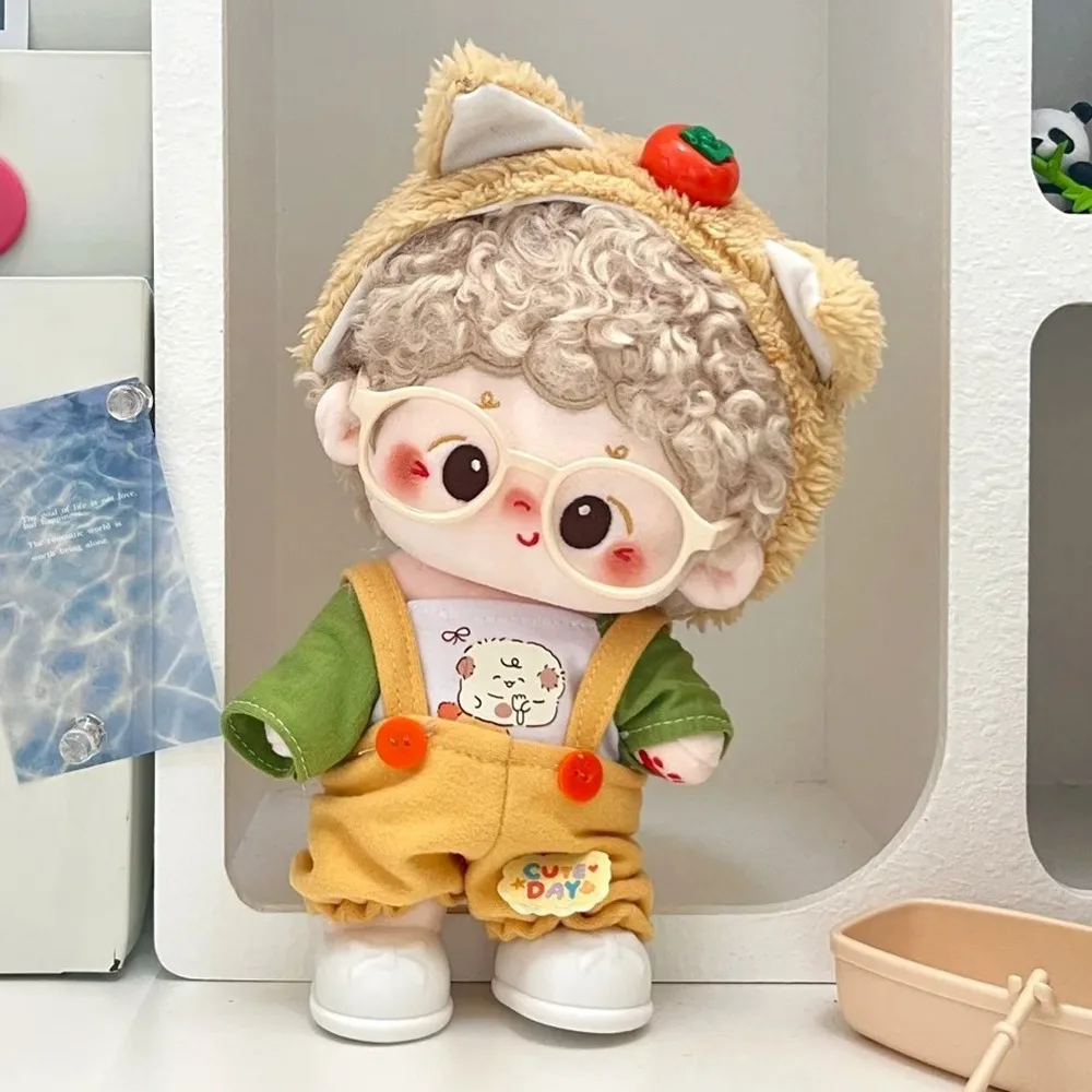 

1 set Cartoon Set 20cm Cotton Doll Clothes Persimmon Cat Ear Cotton Doll's Clothes Outfit Mini Plush Doll Clothes