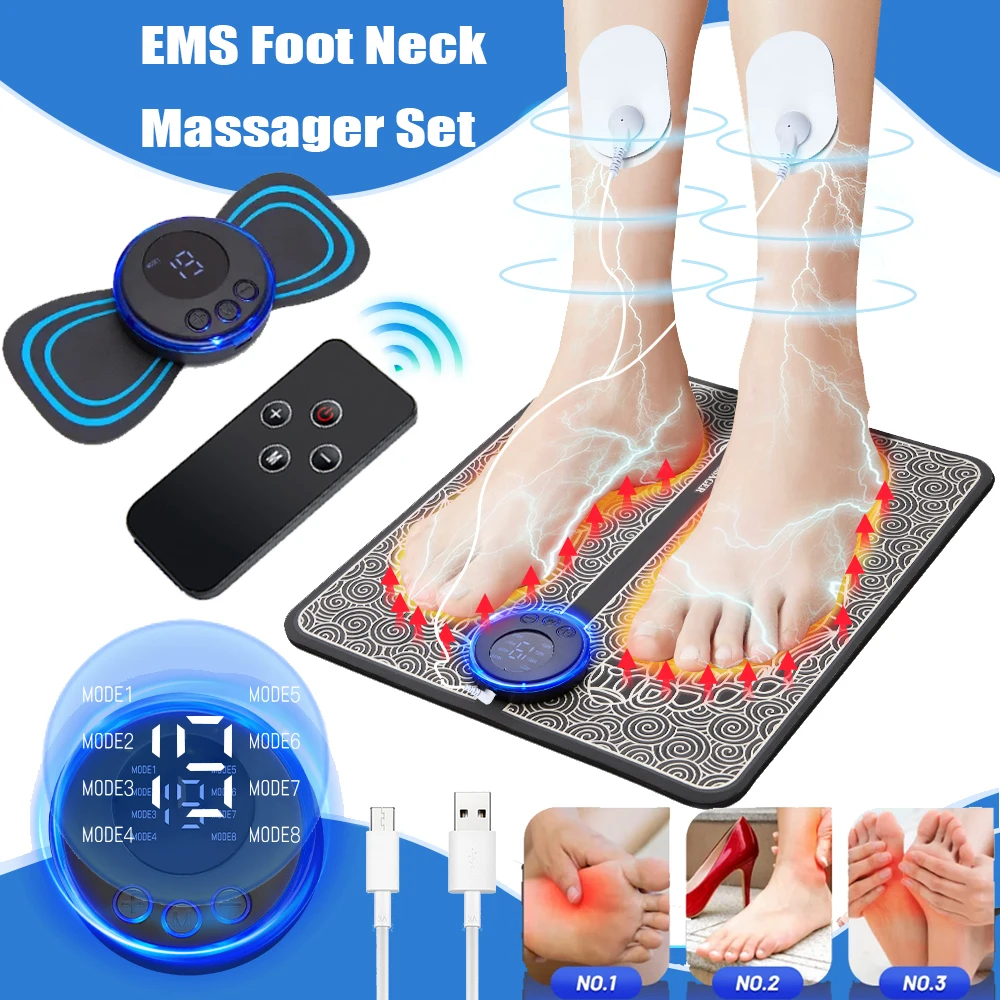 Electric EMS Foot Massager Pad Feet Massage Mat Muscle Stimulation Relief Pain Relax Pulse Therapy Improve Blood Circulation