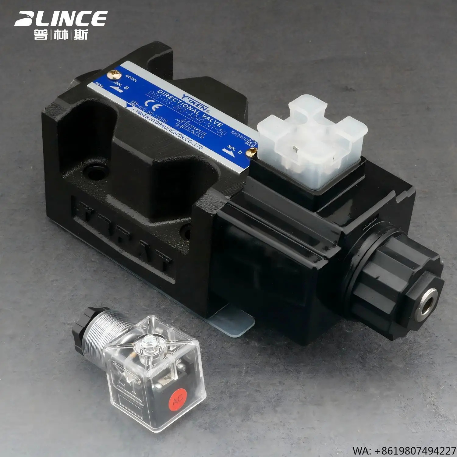 B3 Type Spool Function AC240V AC Electromagnet PT3/8 Thread JIS B8374-50 Standard Hydraulic Solenoid Directional Valve