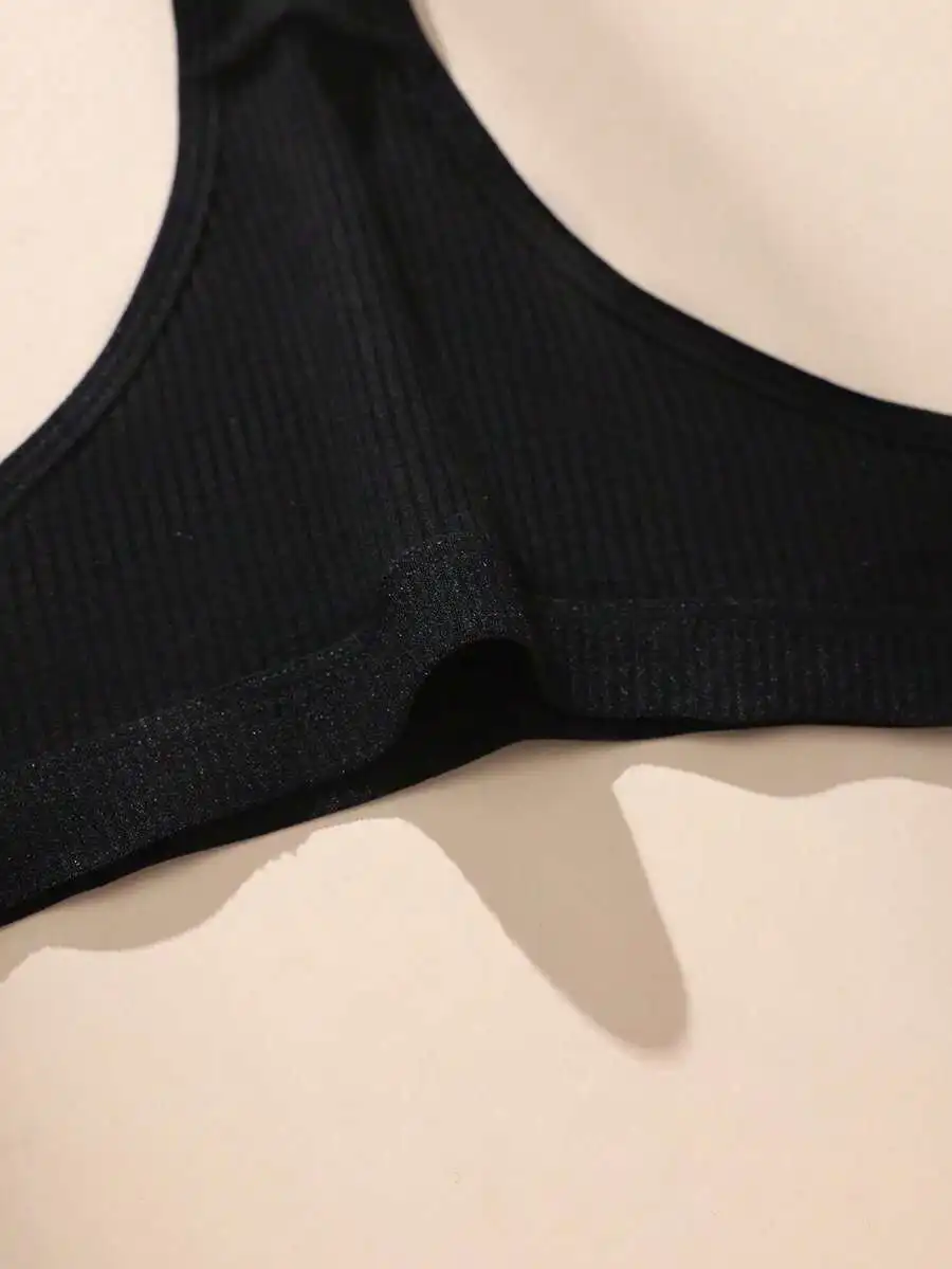 

7 Pack Black Ribbed Low Waist Seamless Cotton Thong Underwear For Women
