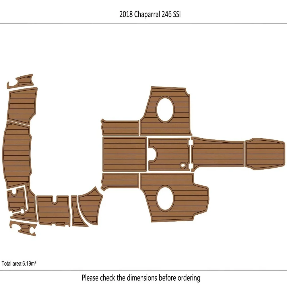 

2018 Chaparral 246 SSI cockpit & Swim Platform 1/4" 6mm EVA Teak deck floor SeaDek MarineMat Gatorstep Style Self Adhesive