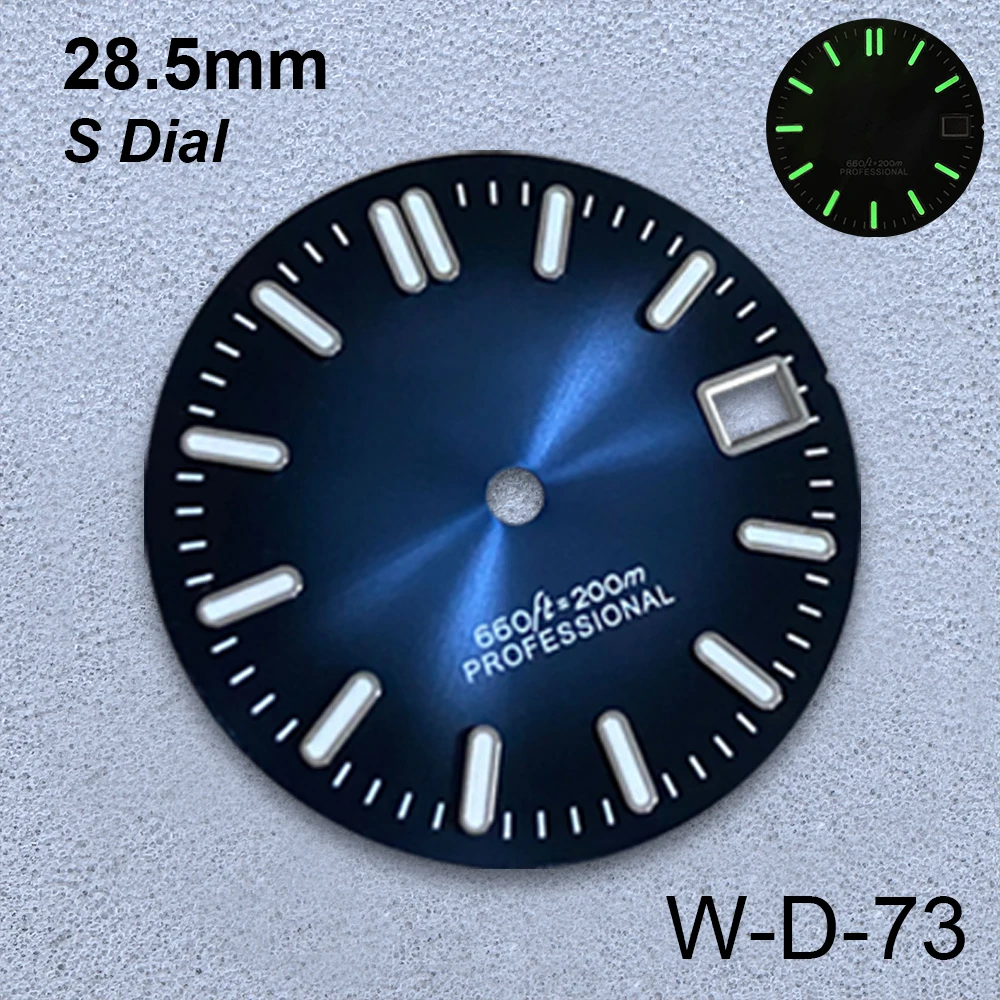 28.5mm S Logo Sunburst Dial Fit NH35/NH36/4R/7S Japanese Movement Green Luminous Diving High-Quality Watch Modified Accessories