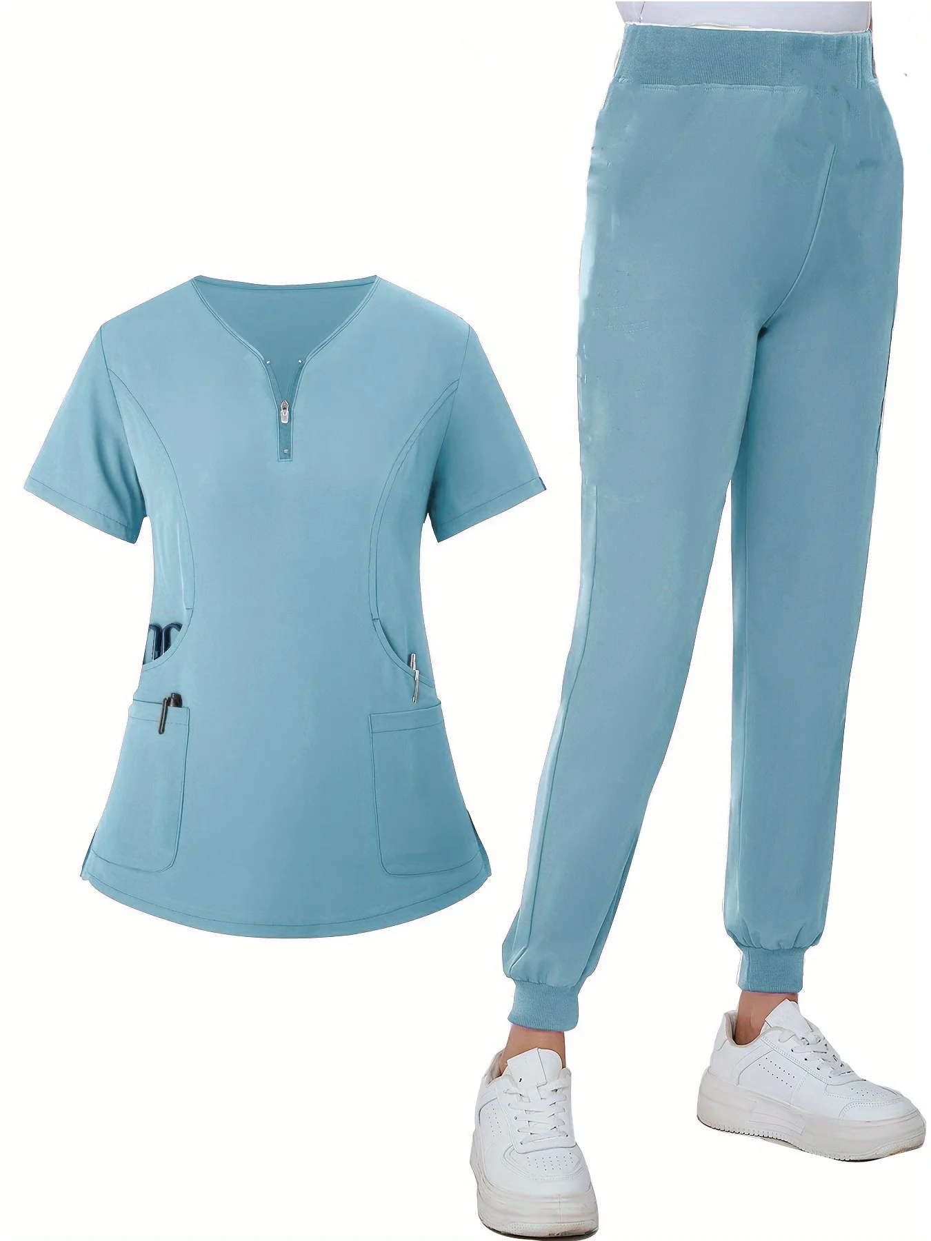 Babyoung-conjunto esmerilado de uniforme médico de enfermera para mujer, Top de manga corta y pantalones, multicolor