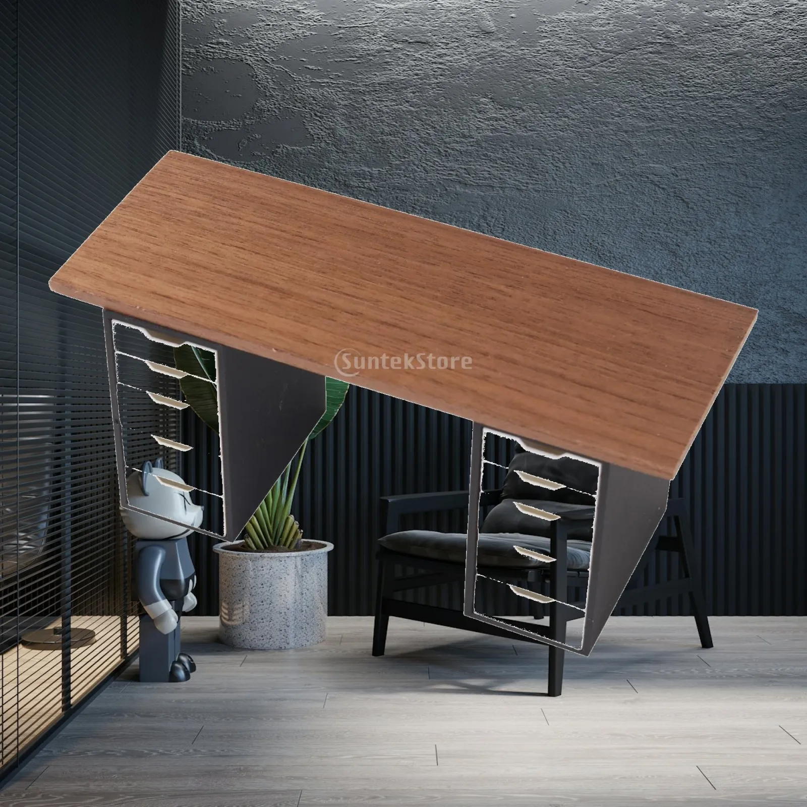 Miniature Office Desk Decorative Dollhouse Office Desk Furniture Authentic Compact for Model Room