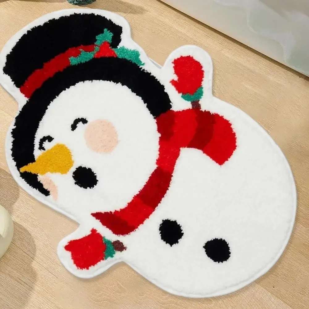 Cute Non-slip Christmas Bath Rug Absorbs Moisture Christmas Decor Floor Mat Cartoon Bathroom Floor Mat Home