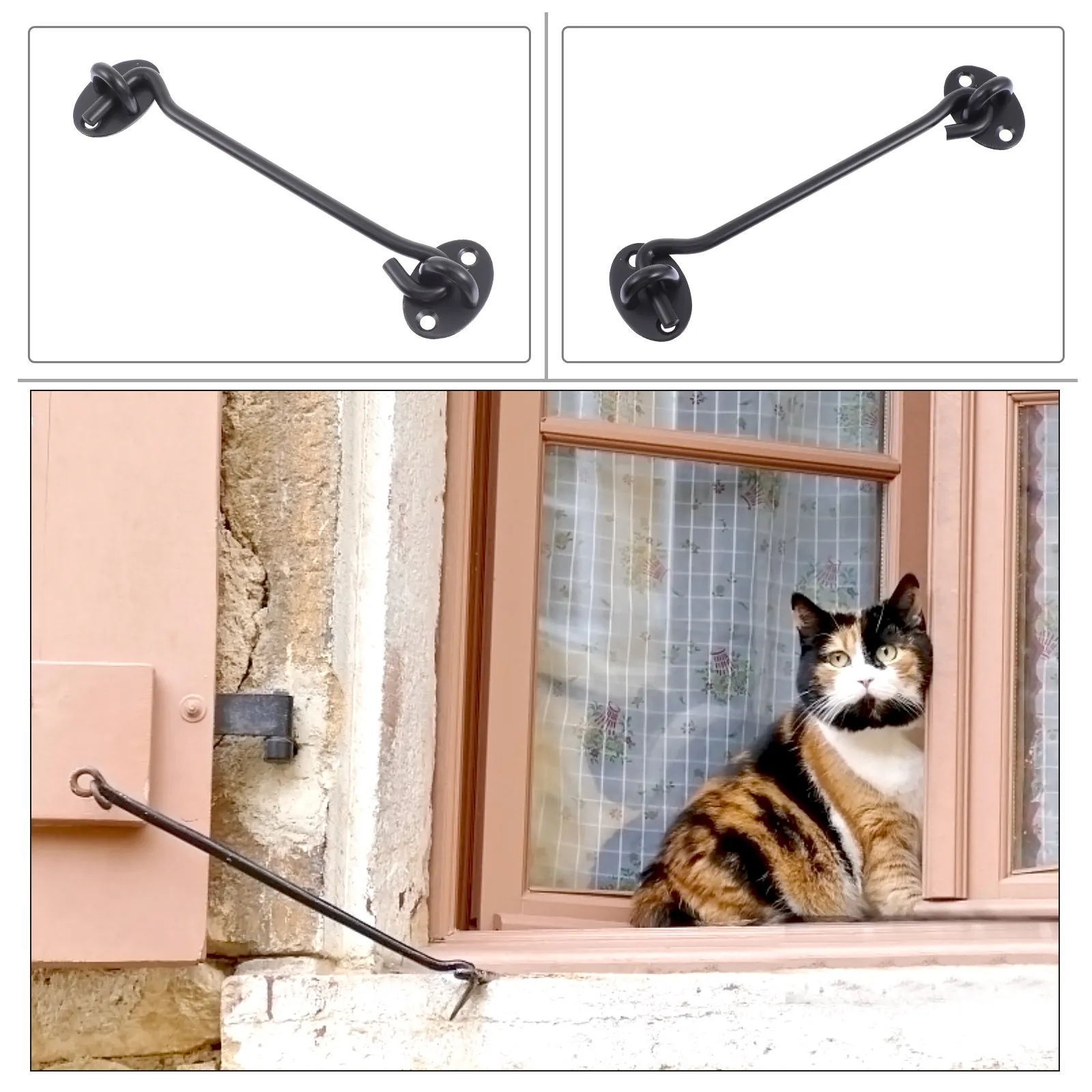 2Pcs Window Latch Hook Stainless Steel Privacy Door Lock Hooks Sliding Safety Garage Hardware Swivel Combo view 5