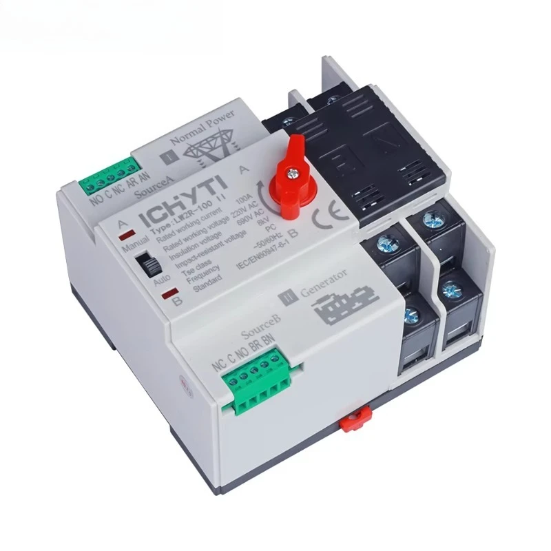 Automatic Generlink Transfer Switch 2P Din Rail ATS Dual Power Switches 50/60Hz 220V 63A 100A